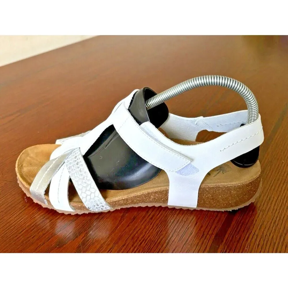 OTBT Jeanette White Leather Slingback Sandals Women's Size 10 Made in Spain NEW